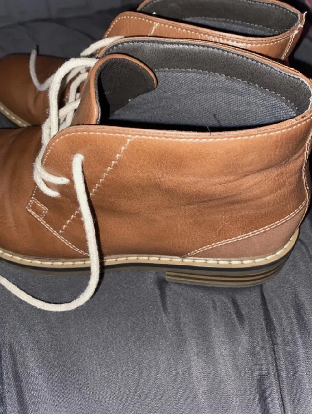 Arizona Jean Company Men's Chukka Boots in Cognac Brown with Cream Laces